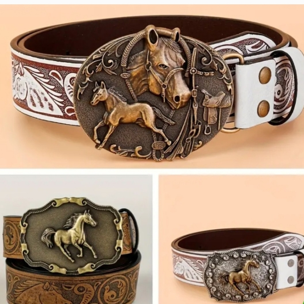Equestrian Design Wonen Belt - Brown and White